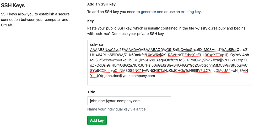 GitLab add SSH key